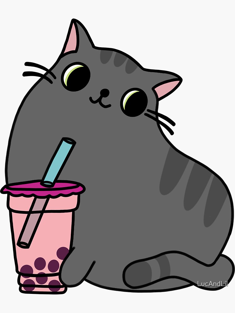 "Bubble Tea Boba Cat " Sticker for Sale by LucAndLil | Redbubble