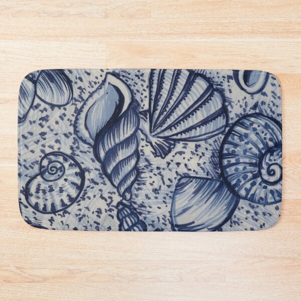Item preview, Shells Sketch Blue and Cream designed and sold by Leslie Rogers Todder.