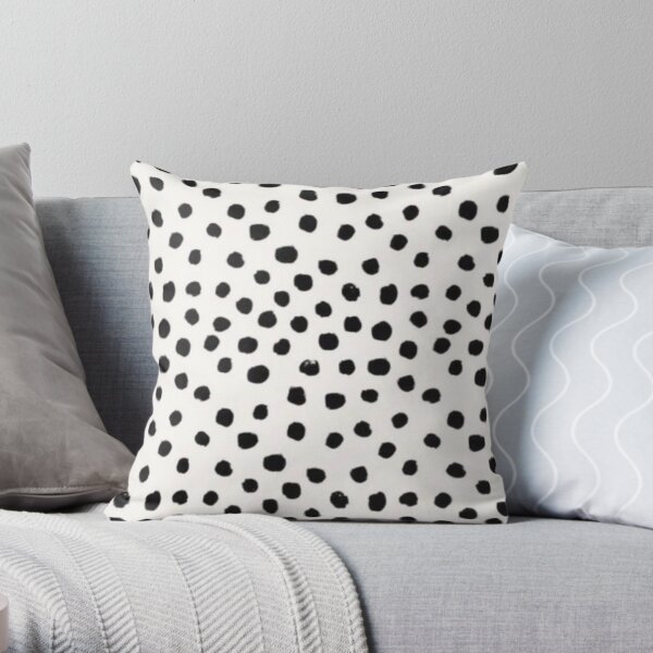 Irregular Black and White Polka Dots Throw Pillow