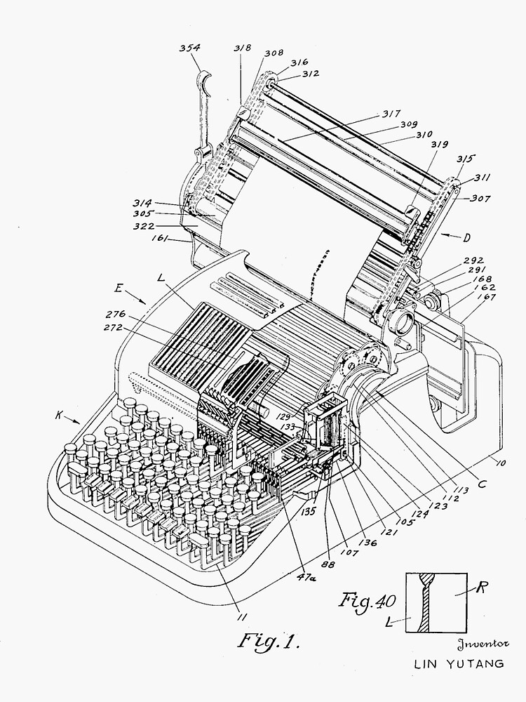 "Typewriter Diagram" Sticker by zyeuxo Redbubble