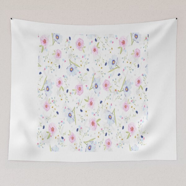 Item preview, Pink and blue Flower pattern designed and sold by Mirnamar.