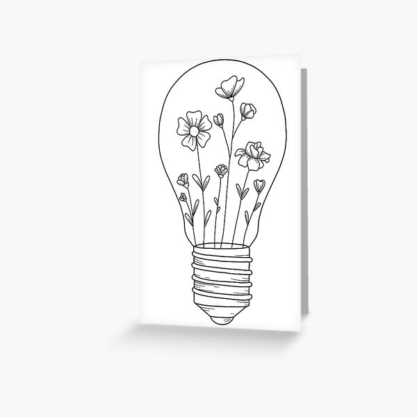 Flower Light Bulb Line Drawing Pin for Sale by maggie-jm