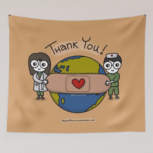 Item preview, Thank you Carers, Healthcare Workers, Heroes, Gratitude (Brown) - mydoodlesateme designed and sold by mydoodlesateme.