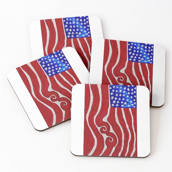 Item preview, Abstract American Flag Artwork Painting by American Artist Red White & Blue Wearable Art designed and sold by ArtnClay.