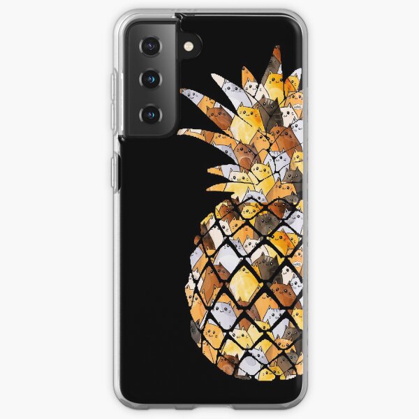 Pineapple Cats - Ginger Cat Pattern - Cats in Pineapple Samsung Galaxy Soft Case
