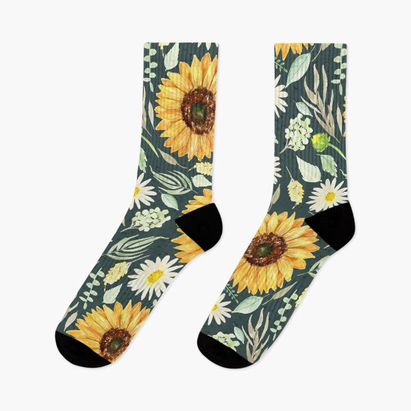 Item preview, Sunflowers and Daisies | Watercolor | Green | Pattern  designed and sold by Harpley Design Studio.