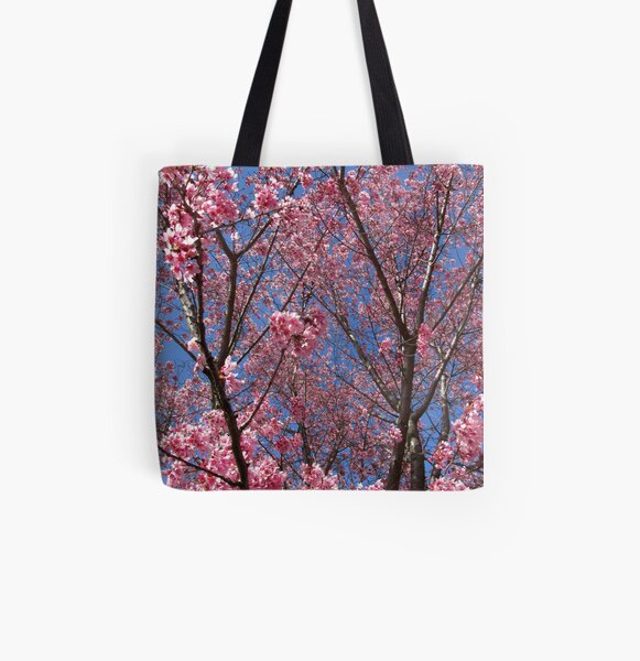 Pink Blossoms All Over Print Tote Bag
