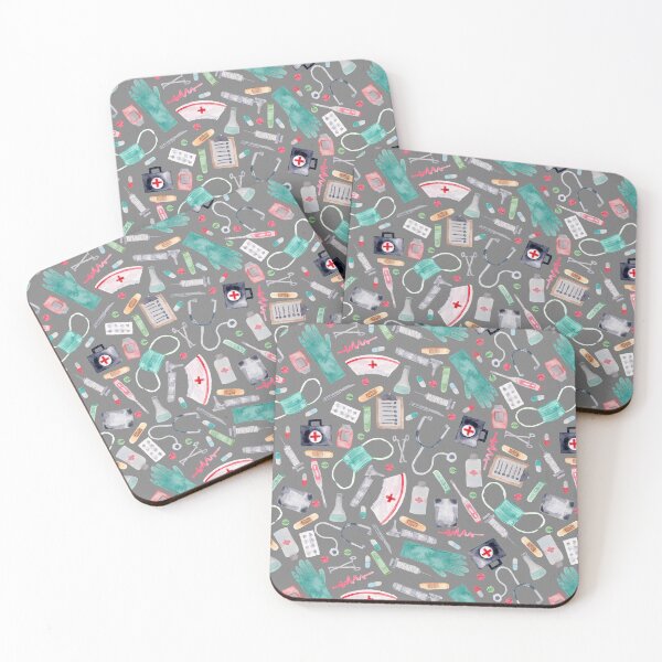 Item preview, Medical Pattern | Doctor | Nurse | Watercolor | Grey Texture designed and sold by Harpley Design Studio.