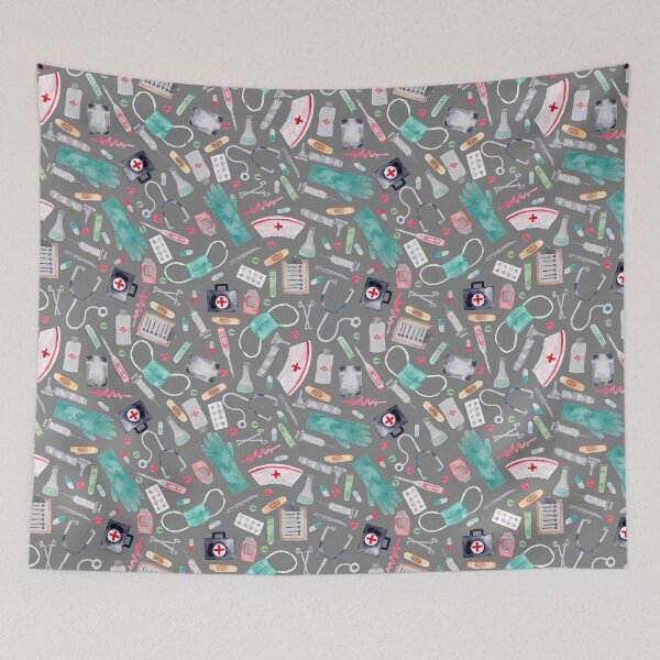 Item preview, Medical Pattern | Doctor | Nurse | Watercolor | Grey Texture designed and sold by Harpley Design Studio.