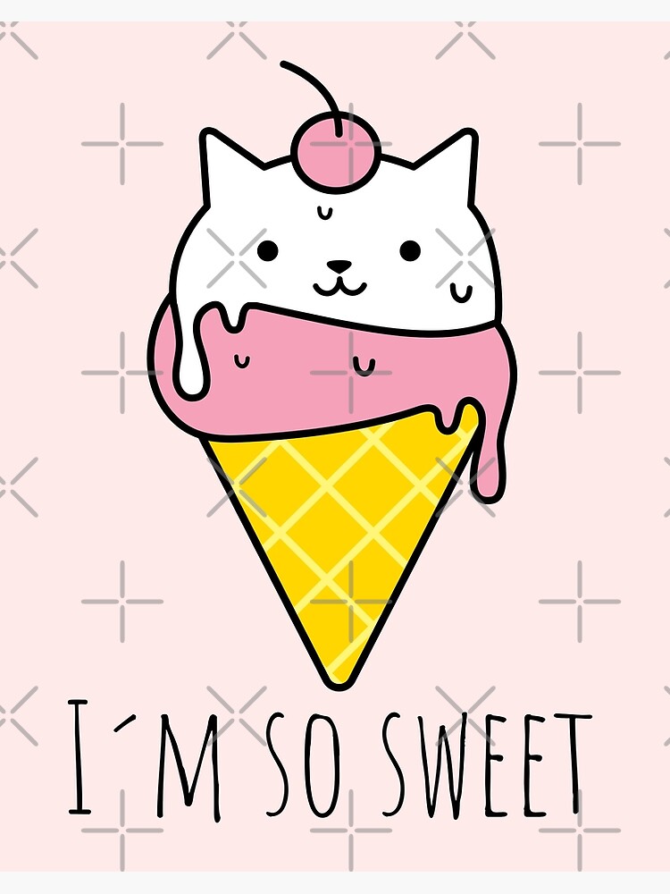 Kawaii Cat ice cream cone I´m so sweet- Gift for cat lovers, cute ice  cream cat Art Board Print for Sale by TamGustam