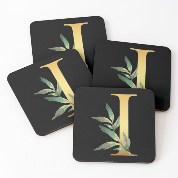 Item preview, Floral Gold Monogram I - Letter Art Black designed and sold by MysticMagpie.