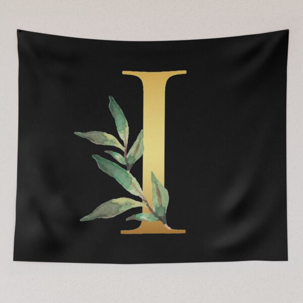 Item preview, Floral Gold Monogram I - Letter Art Black designed and sold by MysticMagpie.