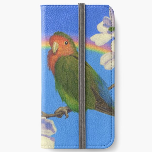 Peach Faced Rainbow - Lovebird - Art by Greg Hildebrandt iPhone Wallet
