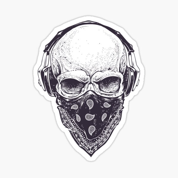Skull in Headphones Sticker