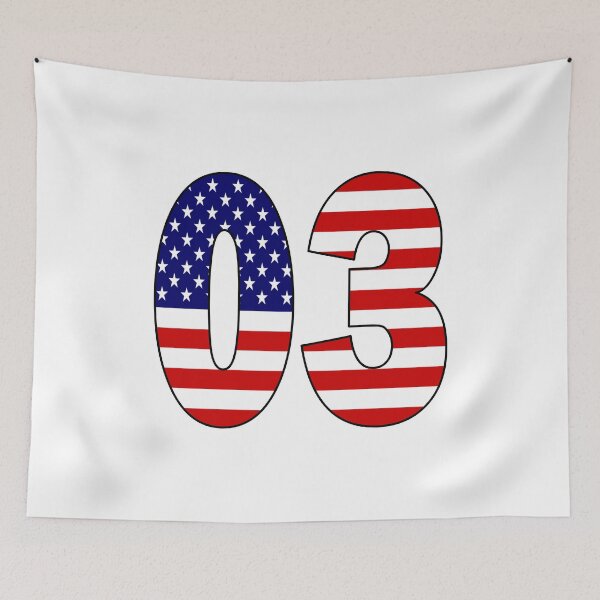 Item preview, Number 03 with USA flag on the background designed and sold by AllShirts21.