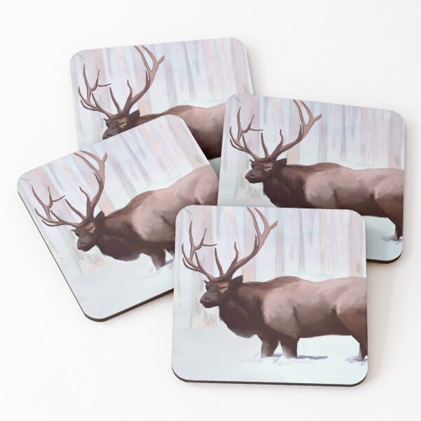Item preview, Snowy Elk designed and sold by catsandswords.