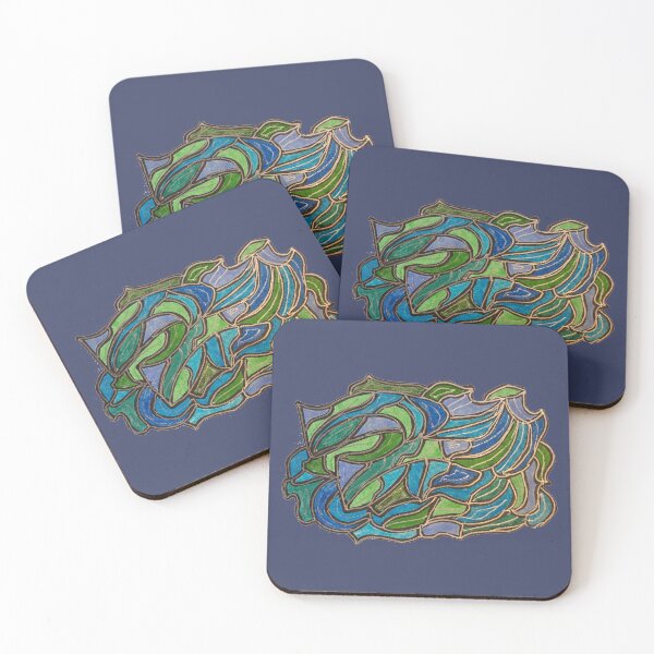 Item preview, Pintura dibujada a mano de color verde azul designed and sold by jfs509.