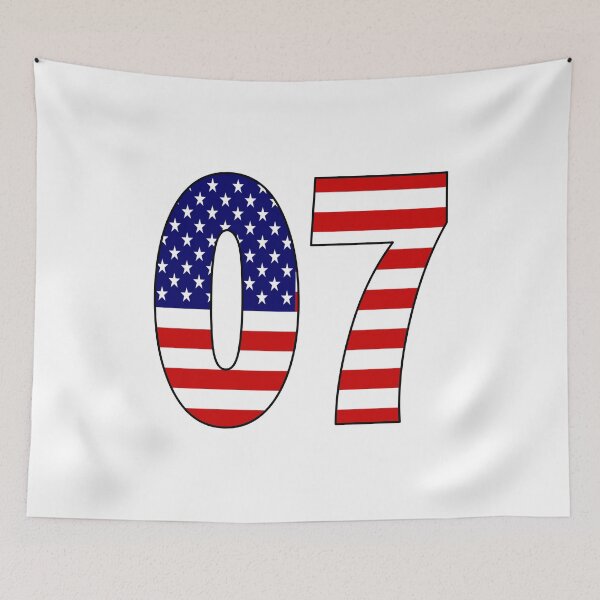 Item preview, Number 07 with USA flag on the background designed and sold by AllShirts21.