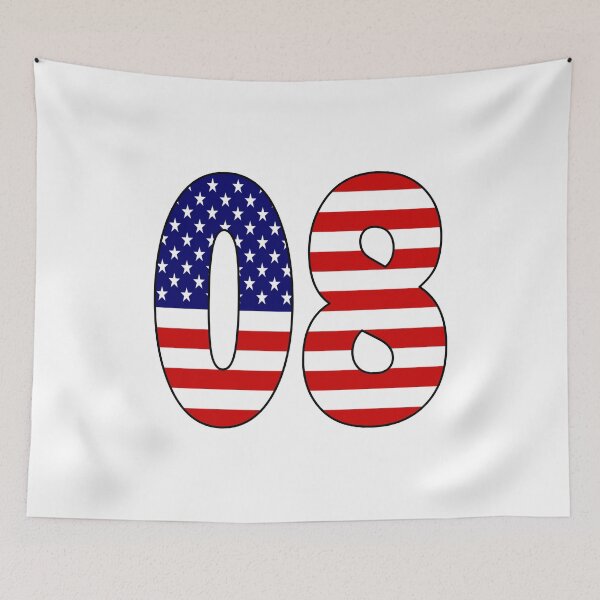 Item preview, Number 08 with USA flag on the background designed and sold by AllShirts21.