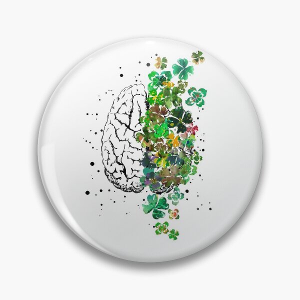 Item preview, Brain anatomy, brain with four-leaf clovers designed and sold by Rosaliartbook.