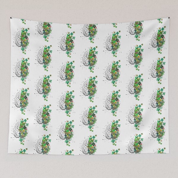 Item preview, Brain anatomy, brain with four-leaf clovers designed and sold by Rosaliartbook.