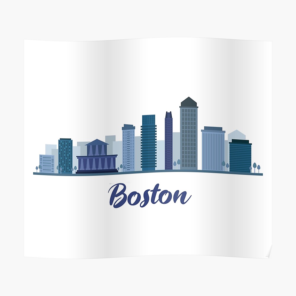 Boston Skyline Sticker By Yuliyar Redbubble