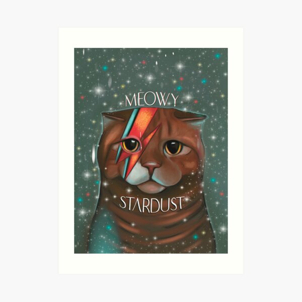 Meowy stardust David Bowie fan art ziggy stardust Art Print
