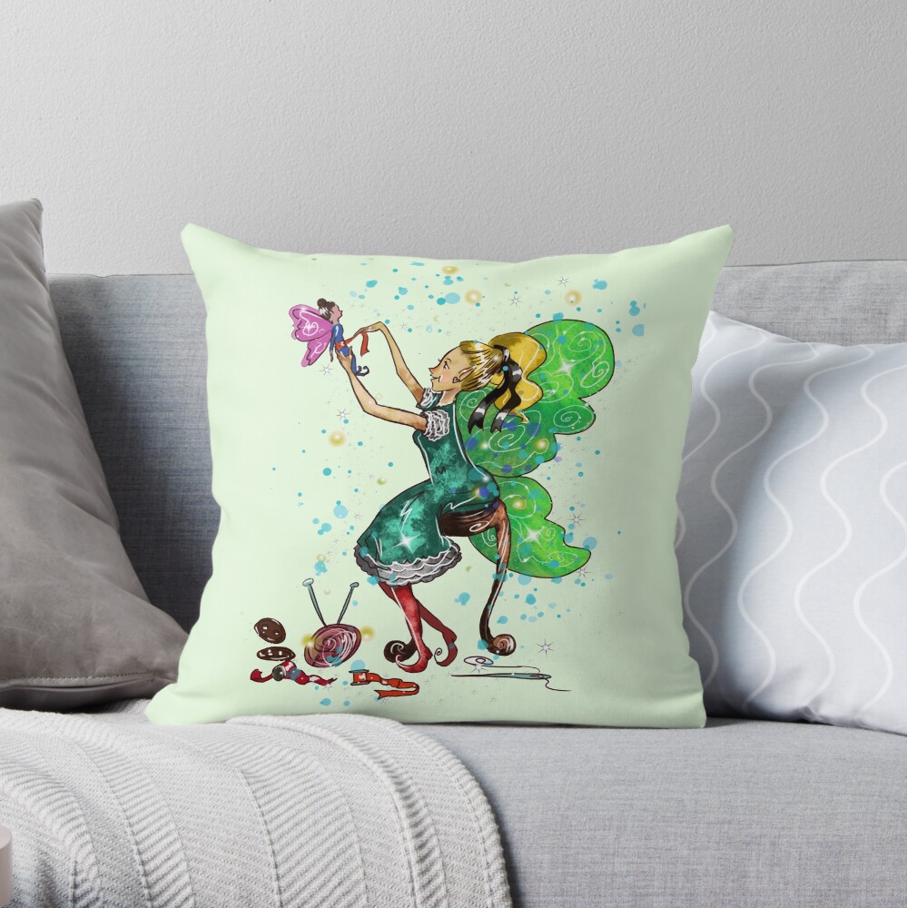 Fabiana The Handmade Fairy Doll Fairy™️ Throw Pillow