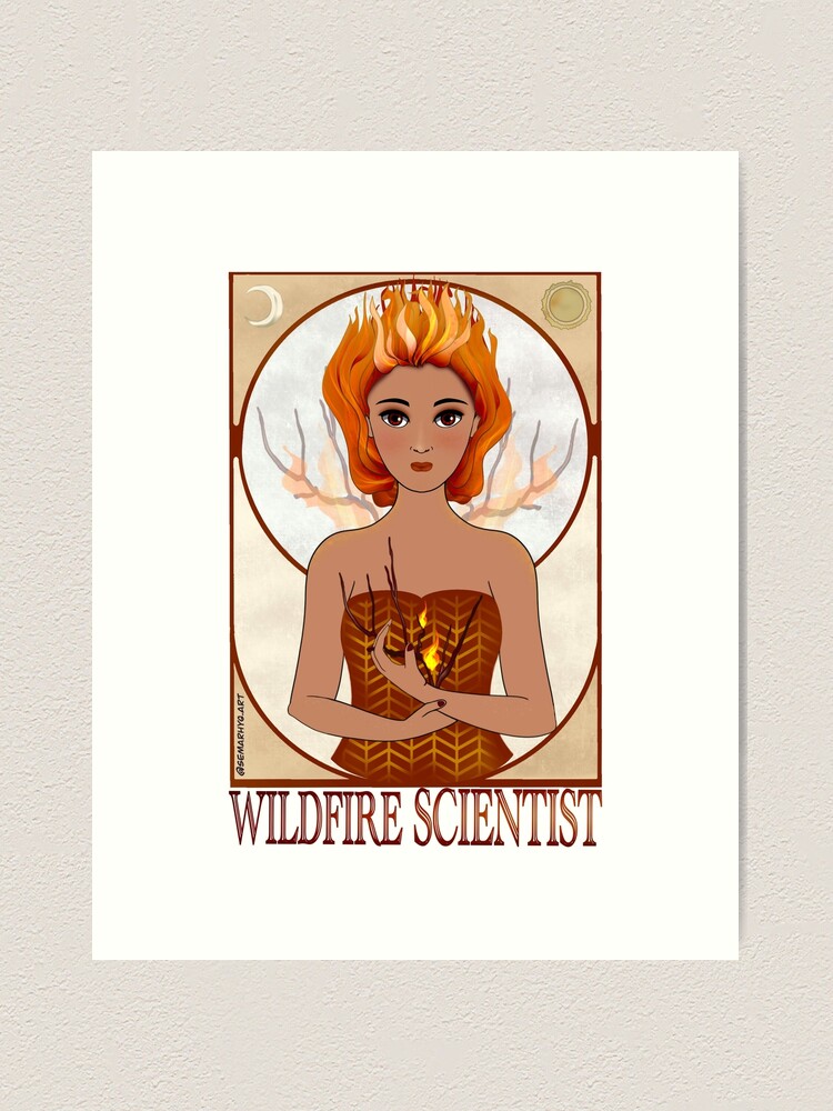 Alternate view of Wildfire Scientist (SciArt Nouveau) Art Print