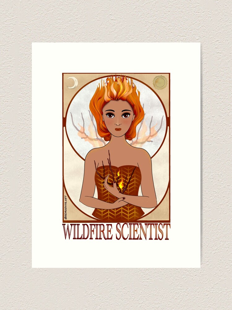 Alternate view of Wildfire Scientist (SciArt Nouveau) Art Print