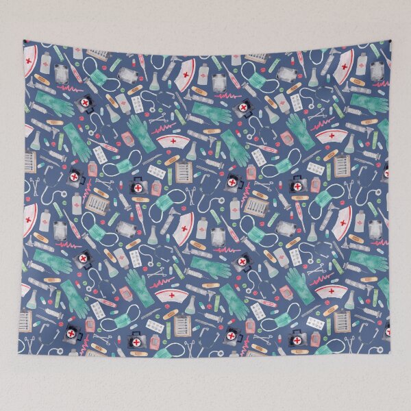 Item preview, Medical Pattern | Doctor | Nurse | Watercolor | Navy Texture designed and sold by Harpley Design Studio.