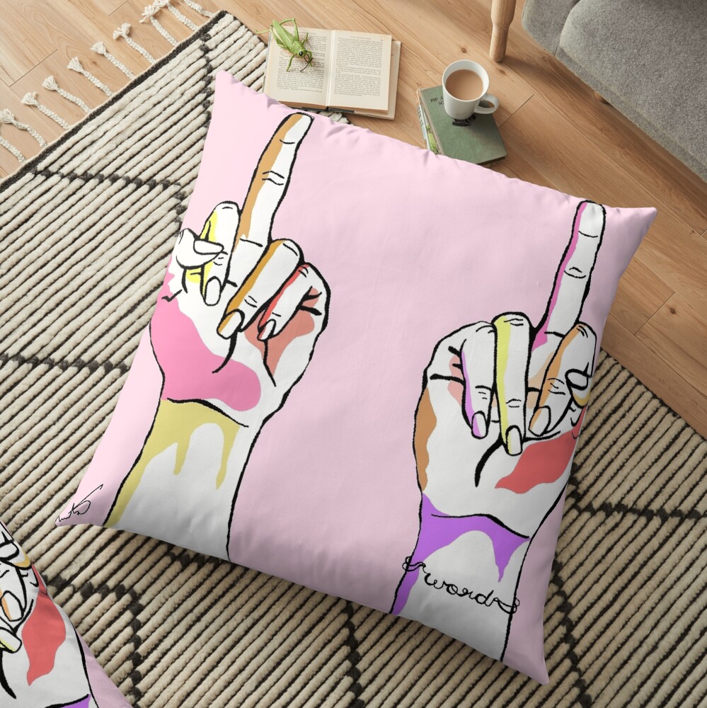 Middle Fingers Up Floor Pillow