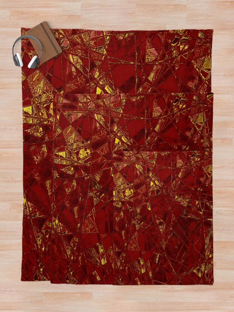 Alternate view of Aurelia- Red and Gold Metallic  Throw Blanket