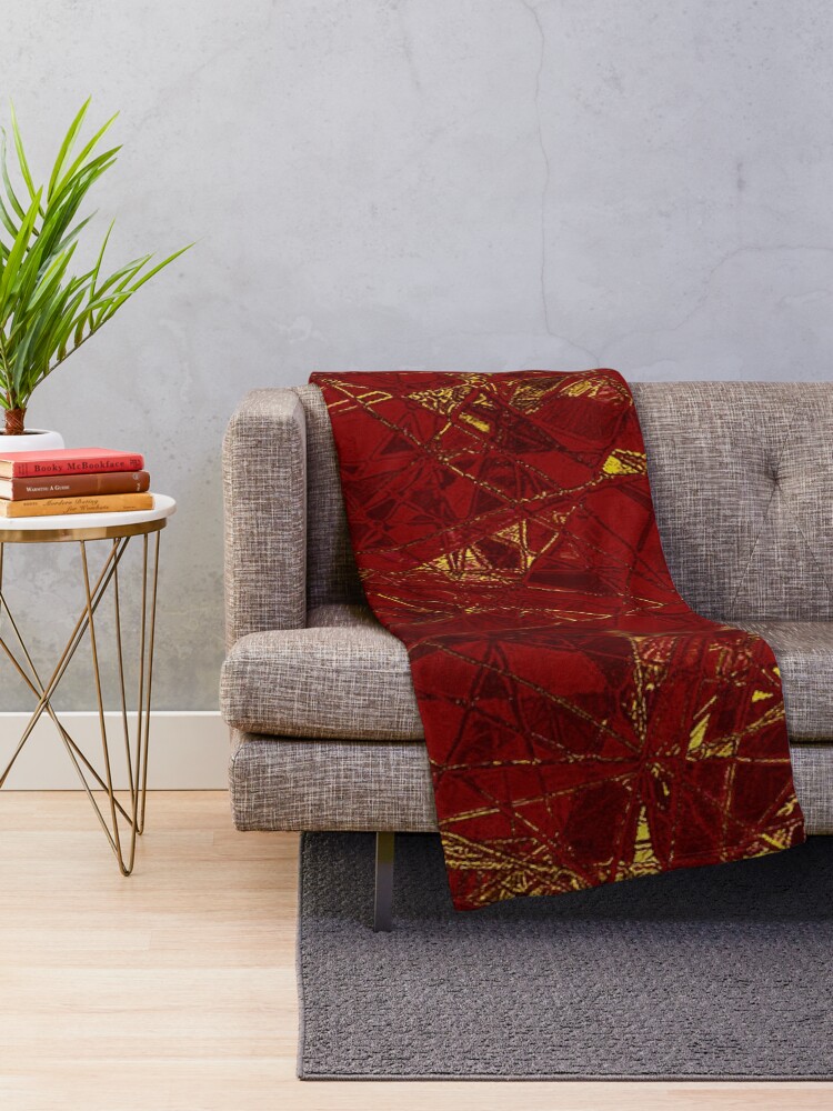Alternate view of Aurelia- Red and Gold Metallic Throw Blanket