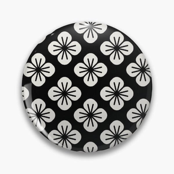 Item preview, Black and white Japanese pattern with floral motif designed and sold by hexdecor.