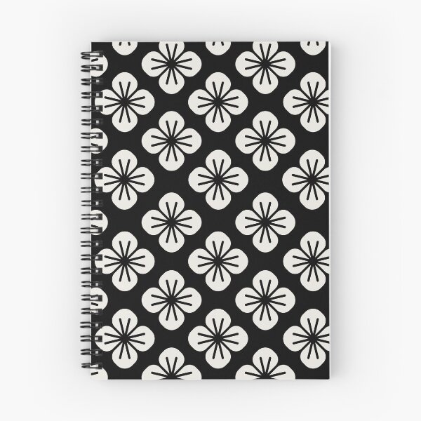 Item preview, Black and white Japanese pattern with floral motif designed and sold by hexdecor.