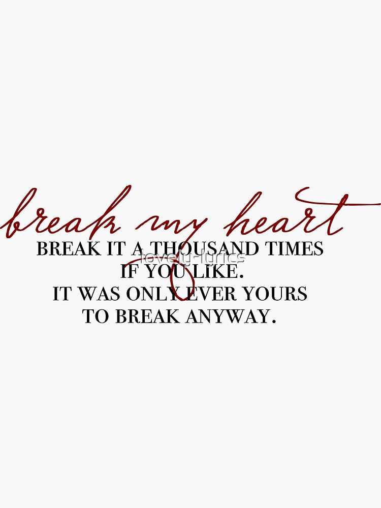 break my heart selection quote Postcard for Sale by lovely-lyrics