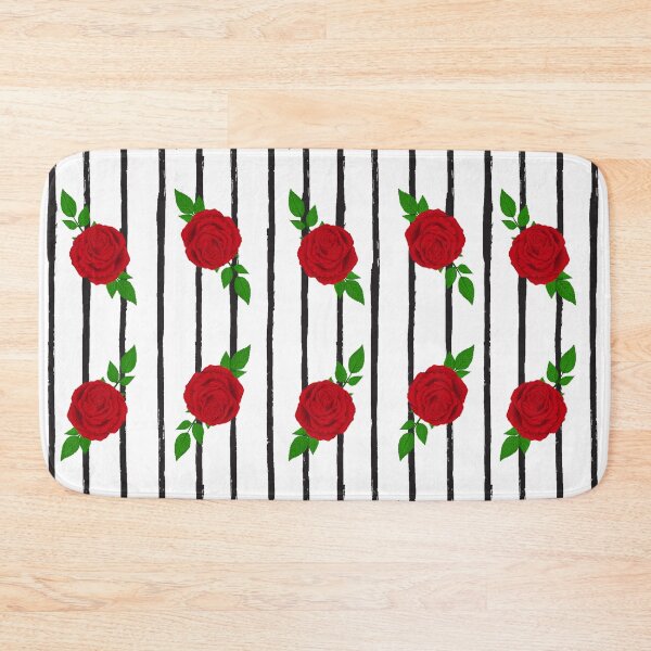 Item preview, Red Roses with Black Vertical Stripes designed and sold by GraphicsbyNel.