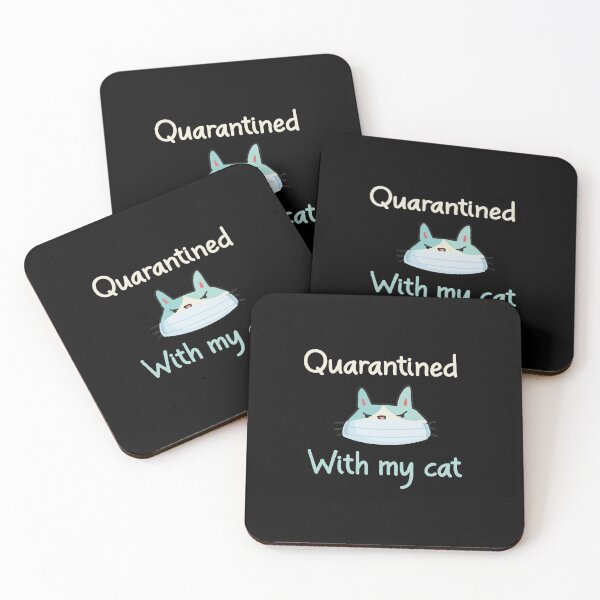 Item preview, Quarantined With My Cat A Funny Quote with A Cute Cat Wearing A Mask Graphic illustration  designed and sold by MerchSpot.