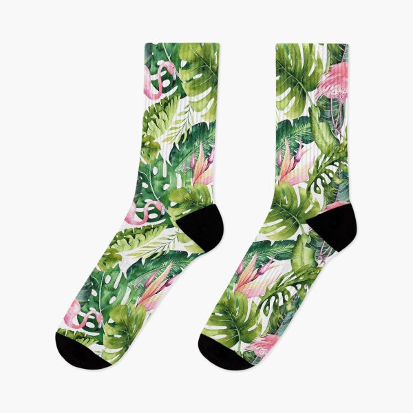 Item preview, Watercolor Pink Flamingo + Tropical Foliage Pattern designed and sold by PixDezines.