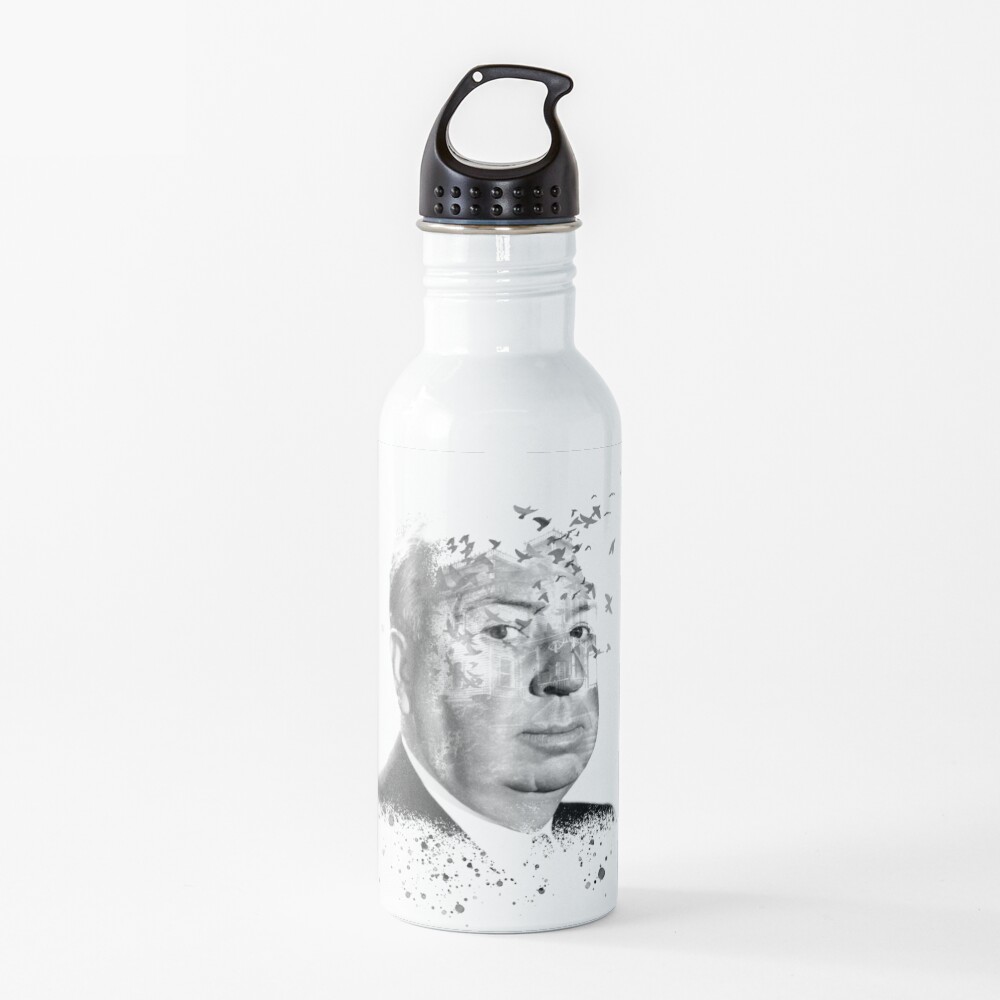 Alfred Hitchcock White Collage by Burro Water Bottle