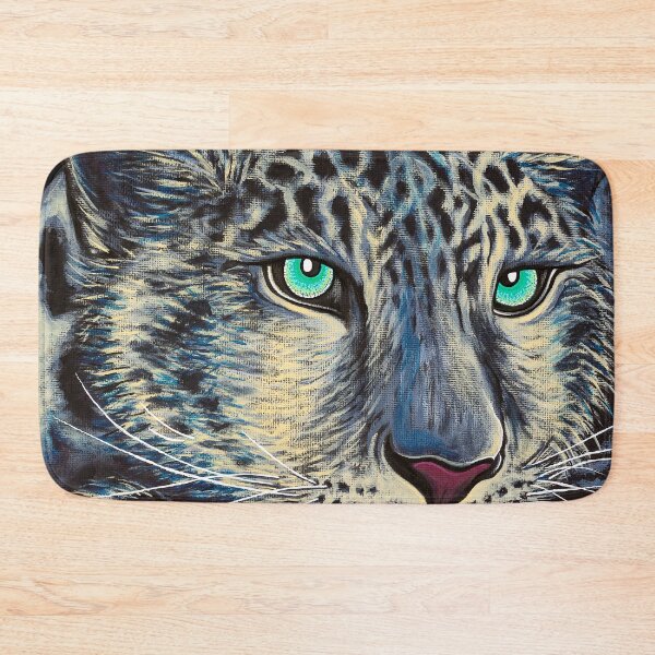 Snow Leopard - Shee Endangered Retro Animals Bath Mat