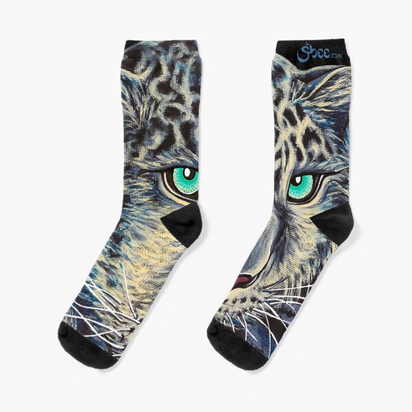 Snow Leopard - Shee Endangered Retro Animals Socks