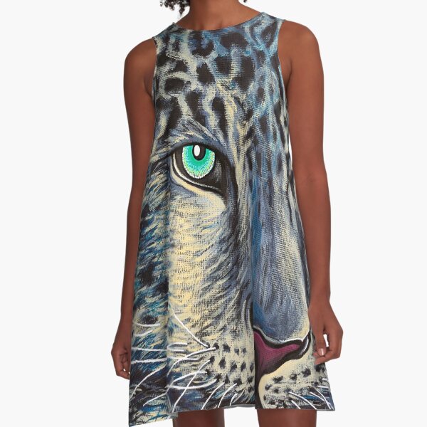 Snow Leopard - Shee Endangered Retro Animals A-Line Dress
