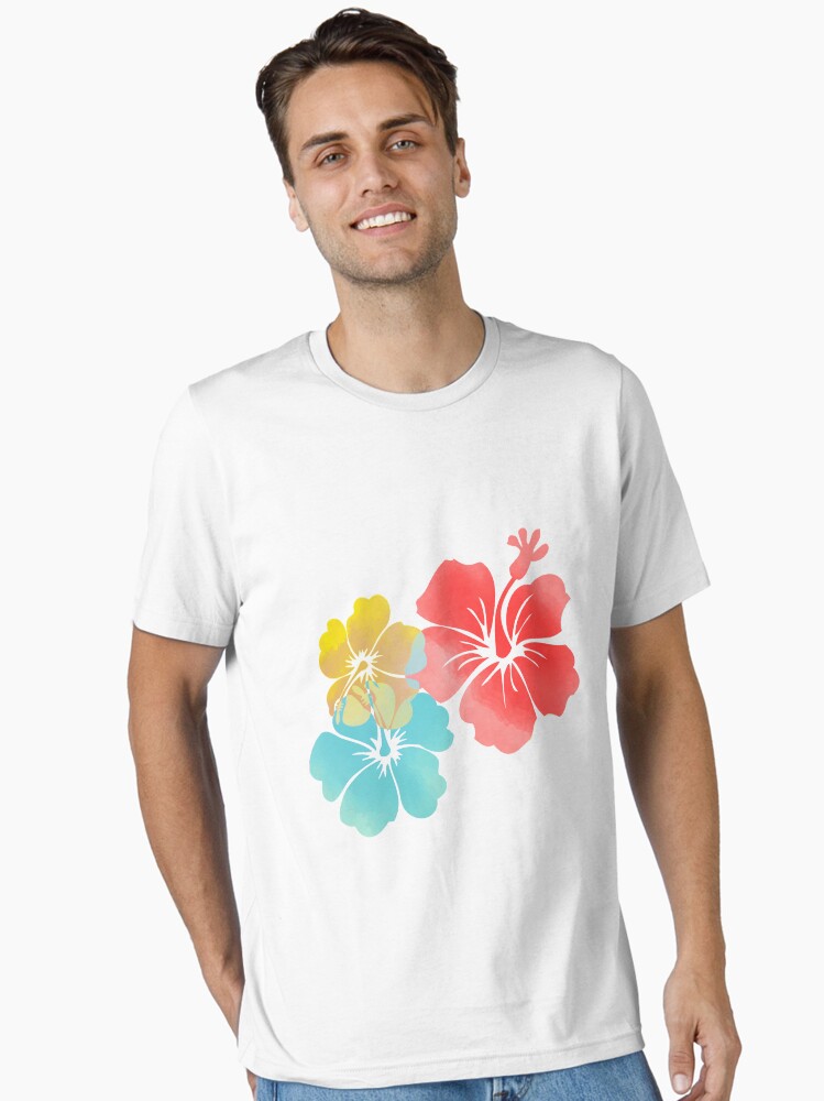 Hawaii Hibiscus, Orange, Yellow and Aqua Blue Essential T-Shirt