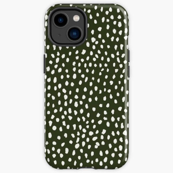 Olive Green Dalmatian Print iPhone Tough Case