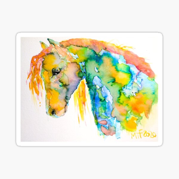 Horse of another color. Watercolor equine beauty. Sticker