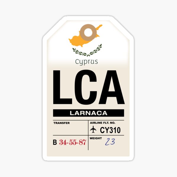 Cyprus (LCA) Larnaca Airline Luggage Tag Sticker