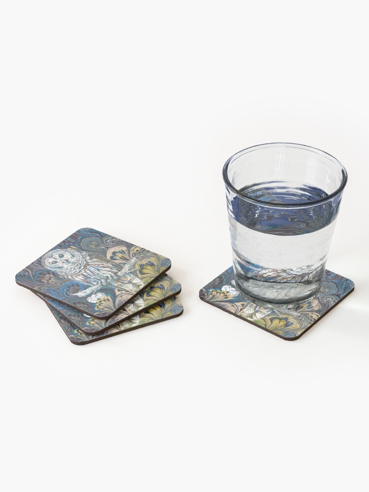 Alternate view of Owl in Blue Coasters (Set of 4)