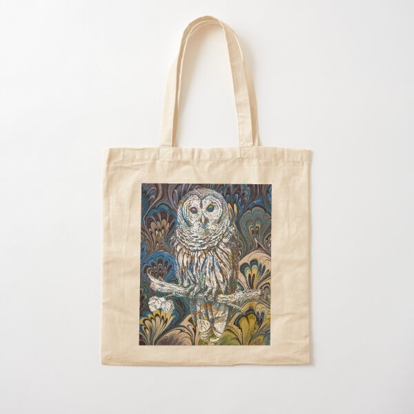 Owl in Blue Cotton Tote Bag